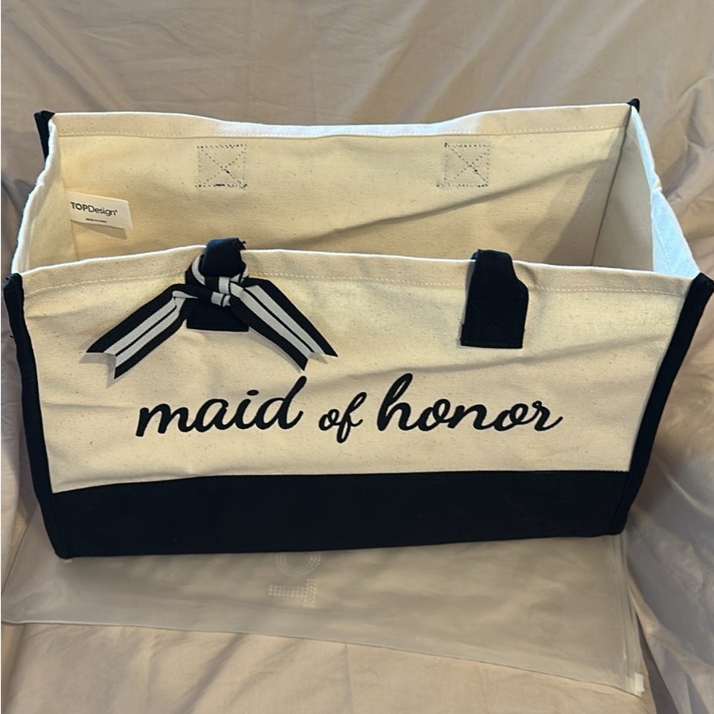 Maid of Honor Canvas Tote - Black and White